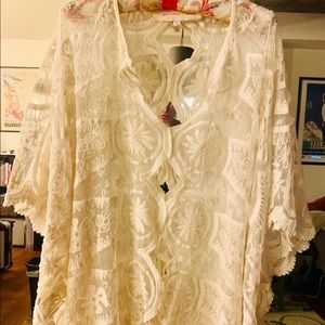 Jens Pirate Booty sexy sheer lace hobo blouse